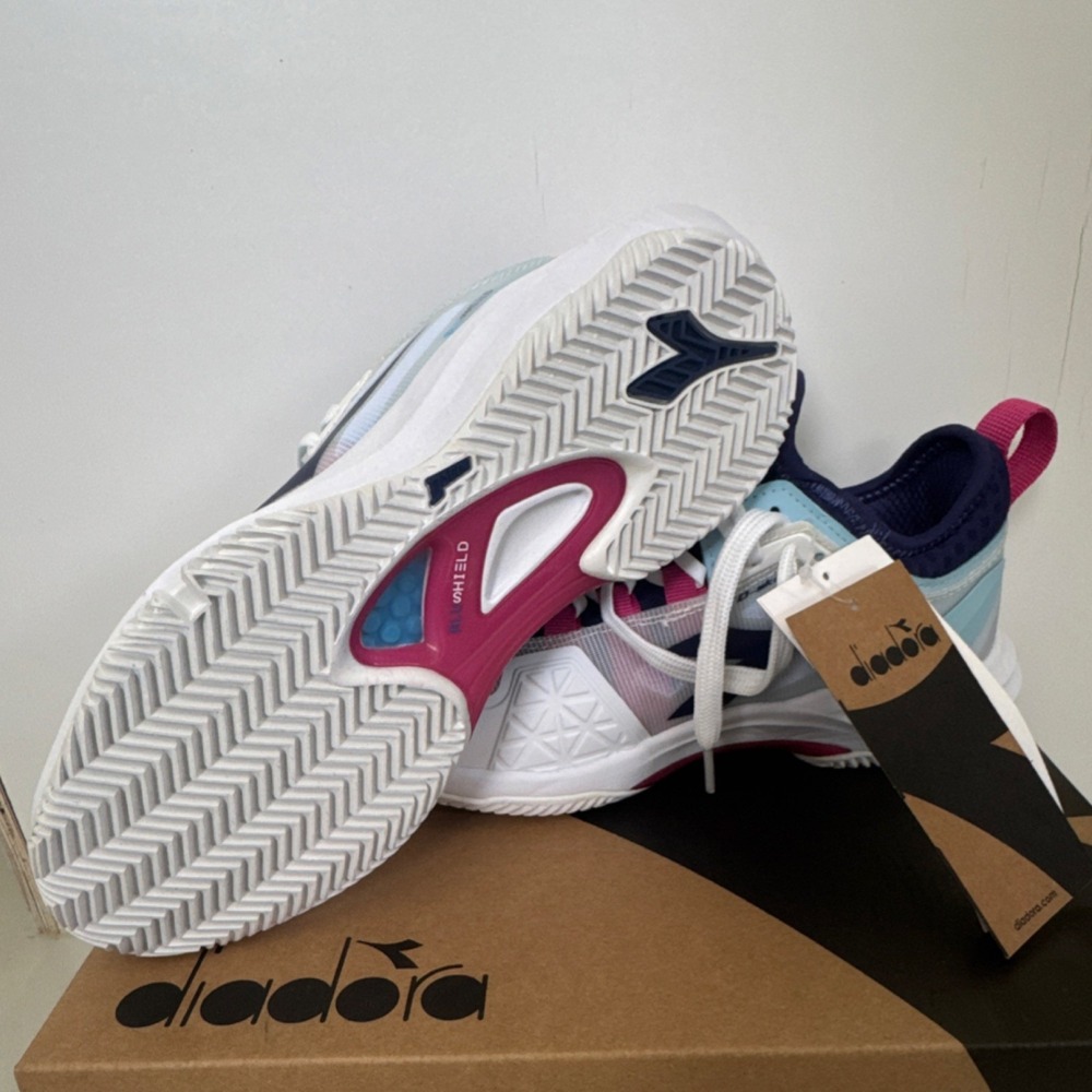 Diadora Women Tennis Shoes Speed Blushield Fly 4 AG Clay White/Navy/Pink US 7.5 - Picture 7 of 8